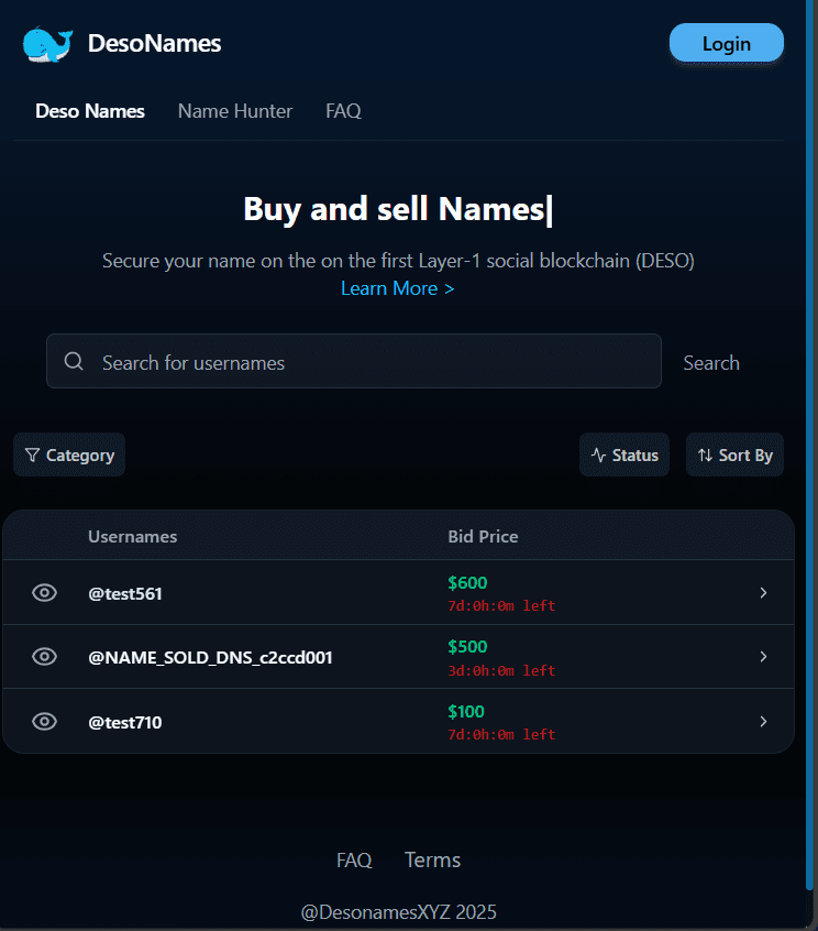 Deso Domain Auction